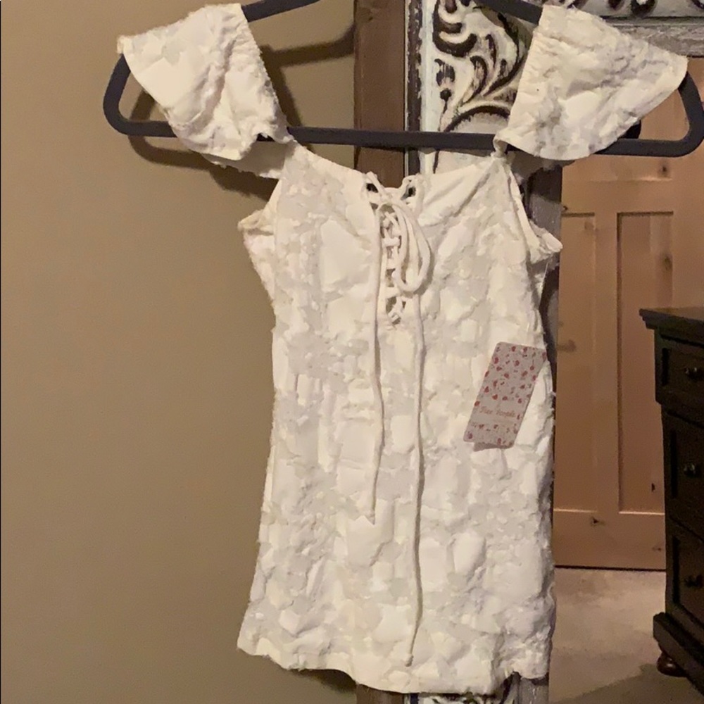 NWT Free People white lace t shirt